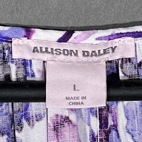 NWT Allison Daley‎ Floral Print Tie Hem 3/4 Sleeve Keyhole Neck Top Size L - Picture 9 of 14
